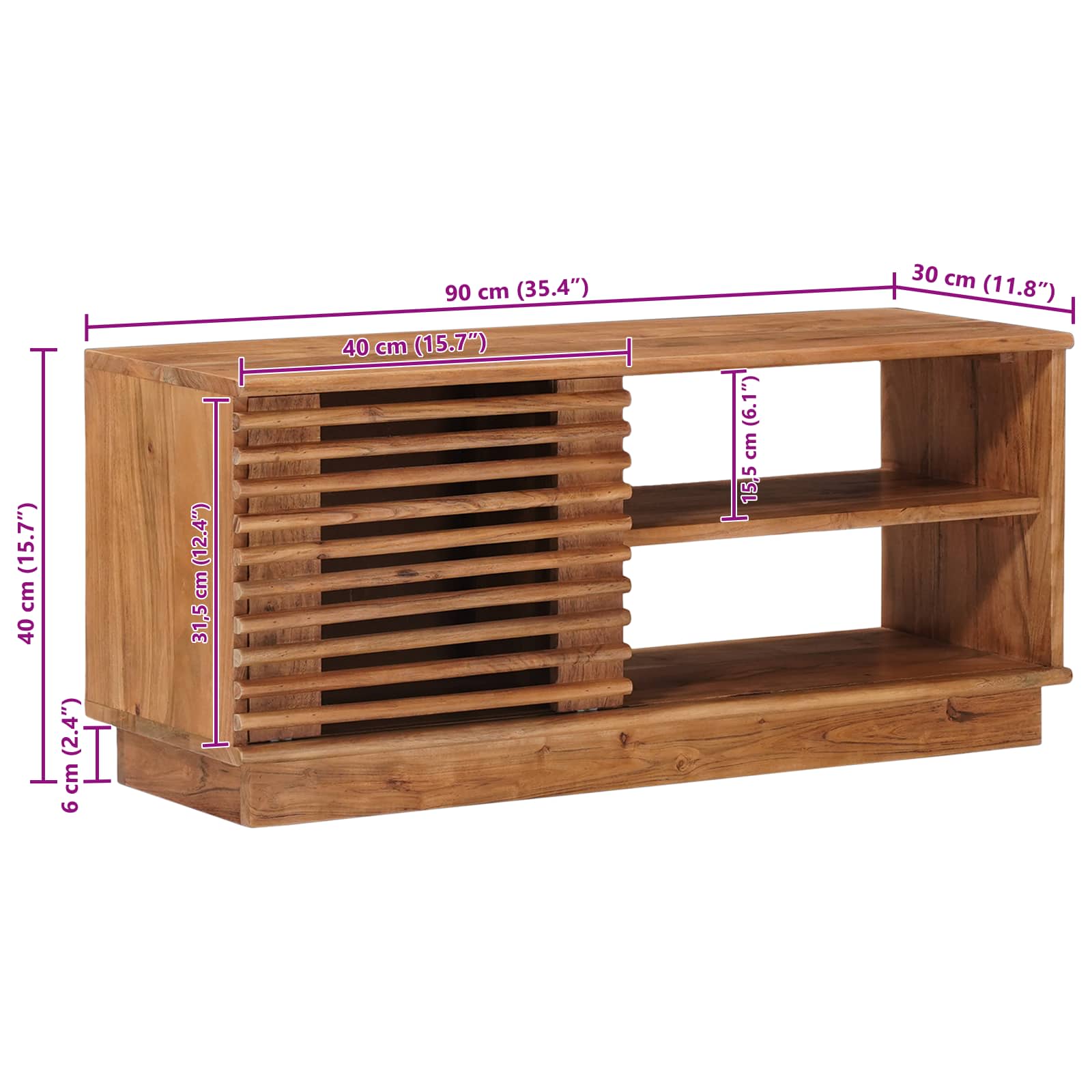 TV-kast met opslag met de deur Naturel 90 x 30 x 40 cm
