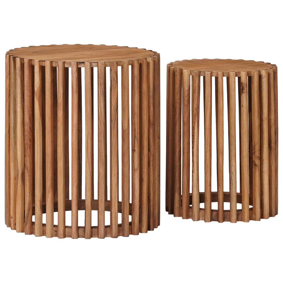 Bijzettafelset met opslag met de deur Bruin 40 x 40 x 45 cm