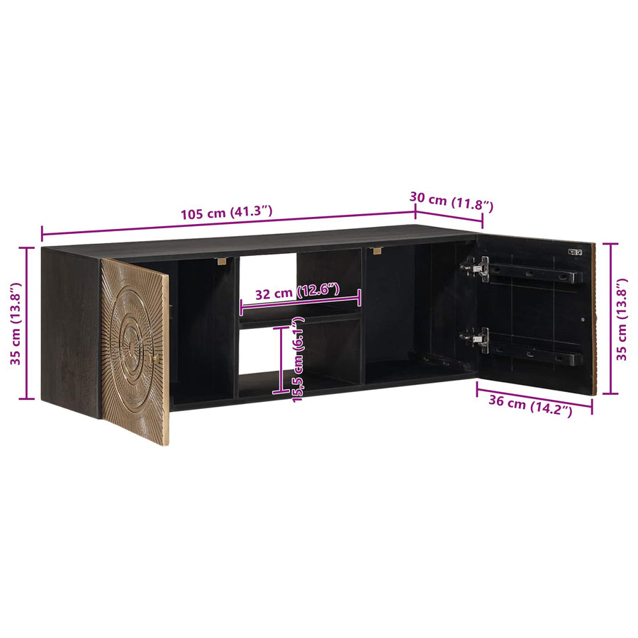 TV-kast met plank met opslag met de deur Koper 105 x 30 x 35 cm