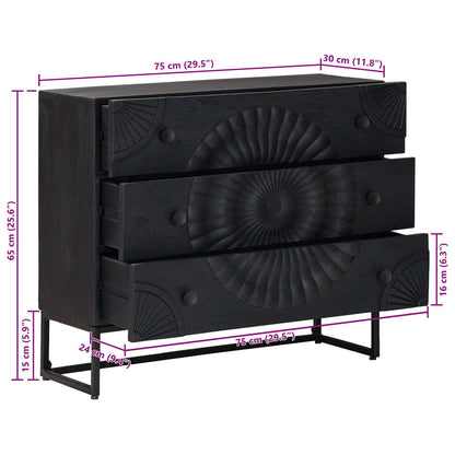 Ladenkast met lade Zwart 75 x 30 x 65 cm