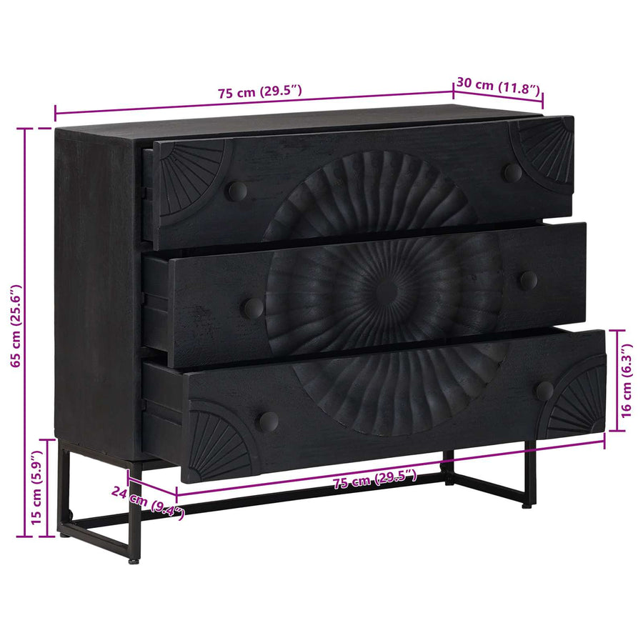 Ladenkast met lade Zwart 75 x 30 x 65 cm