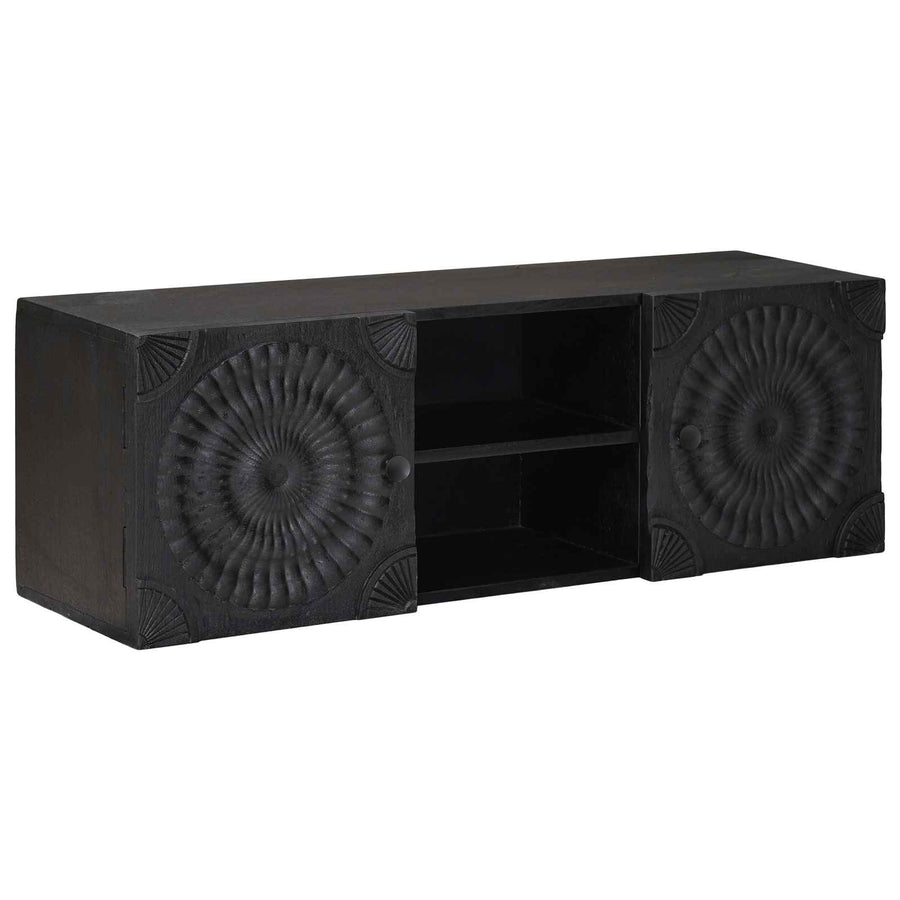 TV-kast met plank met opslag met de deur Zwart 105 x 30 x 35 cm