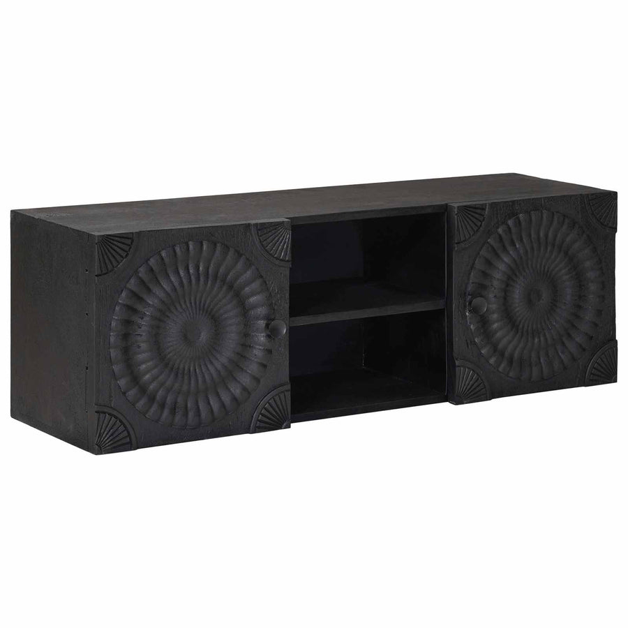 TV-kast met plank met opslag met de deur Zwart 105 x 30 x 35 cm