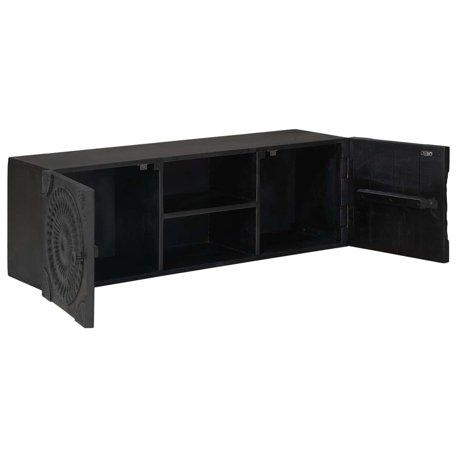 TV-kast met plank met opslag met de deur Zwart 105 x 30 x 35 cm