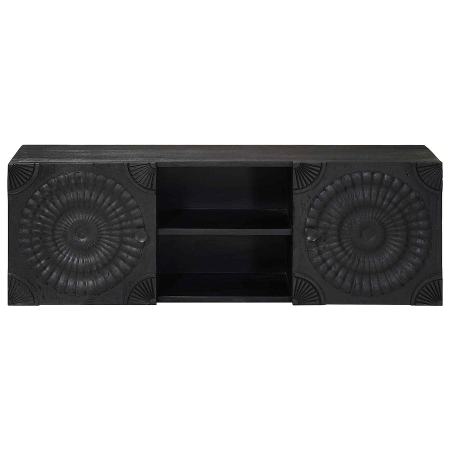 TV-kast met plank met opslag met de deur Zwart 105 x 30 x 35 cm