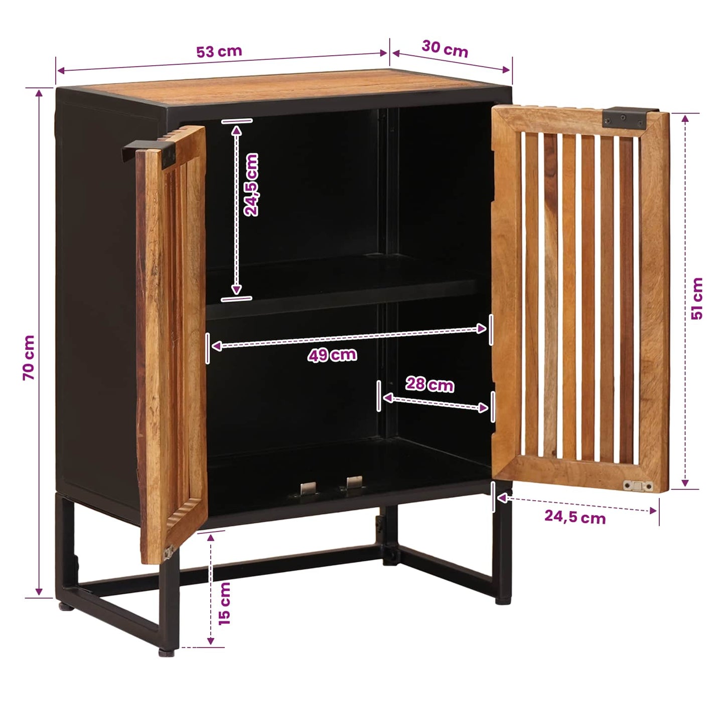 Dressoir 53 x 30 x 70 cm Massief Mango Hout en Geengineerd Hout