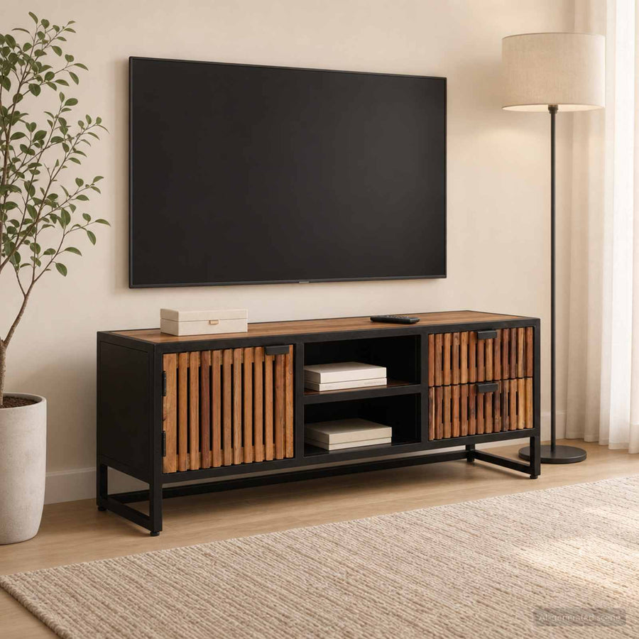 TV-kast 105 x 30 x 40 cm Massief Mango Hout en Geengineerd Hout