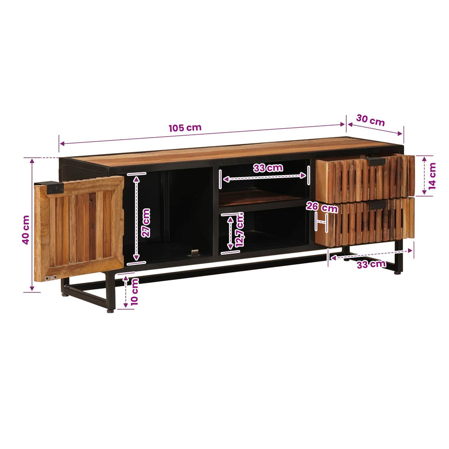 TV-kast 105 x 30 x 40 cm Massief Mango Hout en Geengineerd Hout