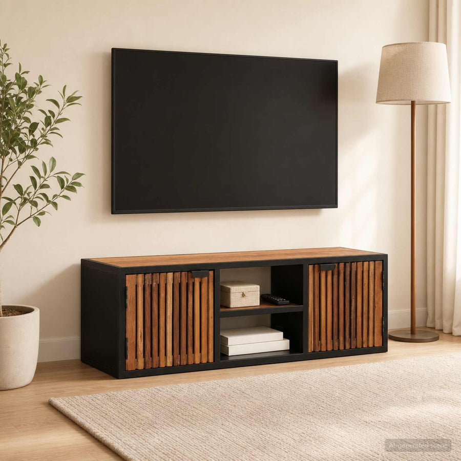 TV-kast 105 x 30 x 35 cm Massief Mango Hout en Geengineerd Hout