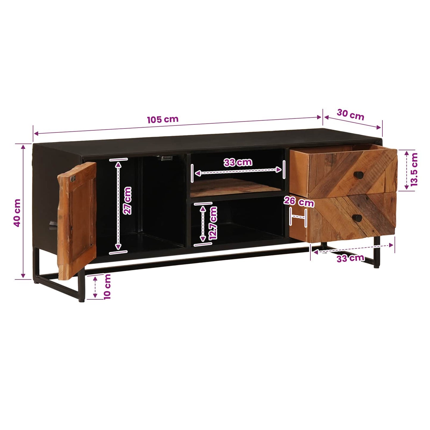 TV-kast met lade met opslag met de deur 105 x 30 x 40 cm