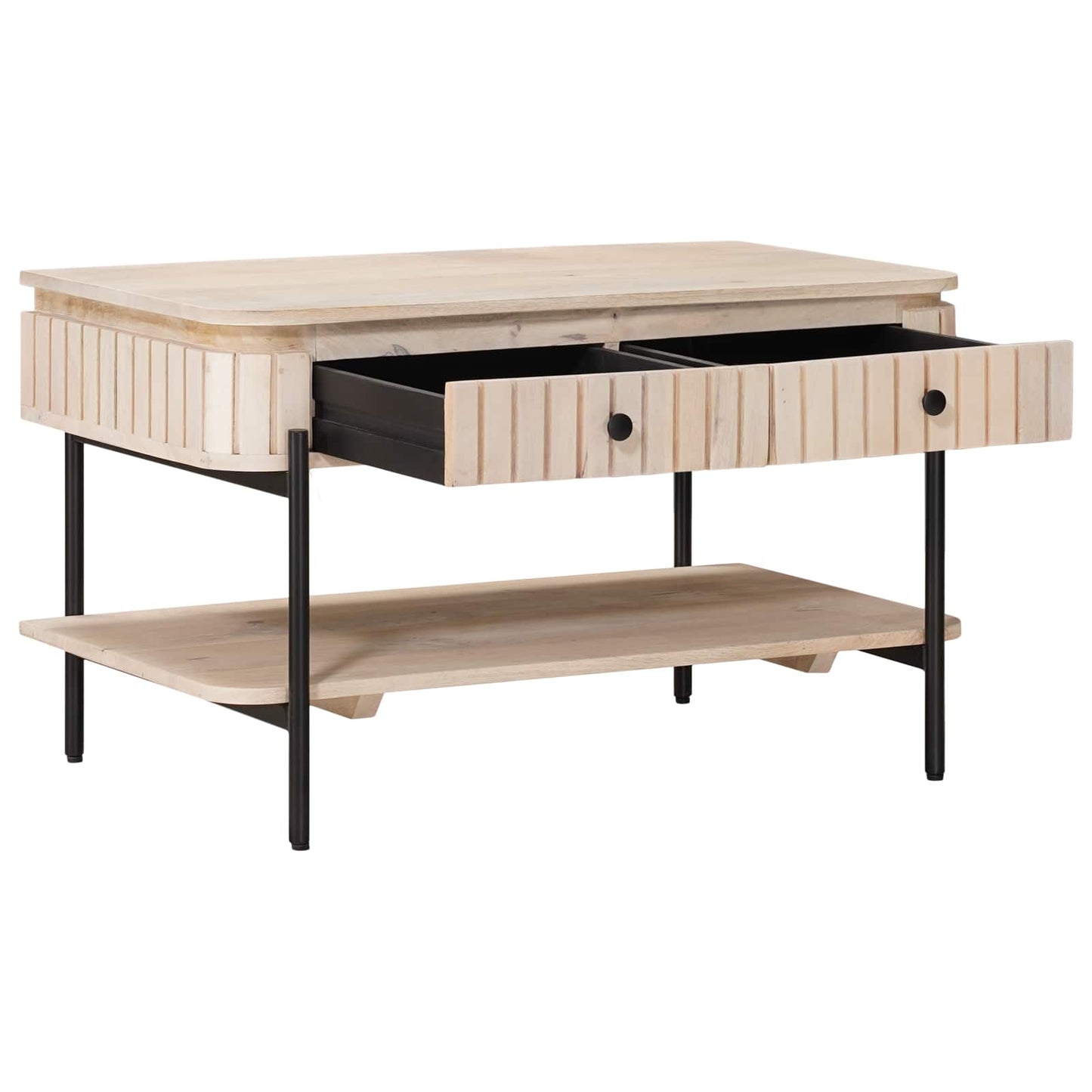 Handgemaakte Koffietafel Wit 85 x 45 x 50 cm Massief Mango Hout
