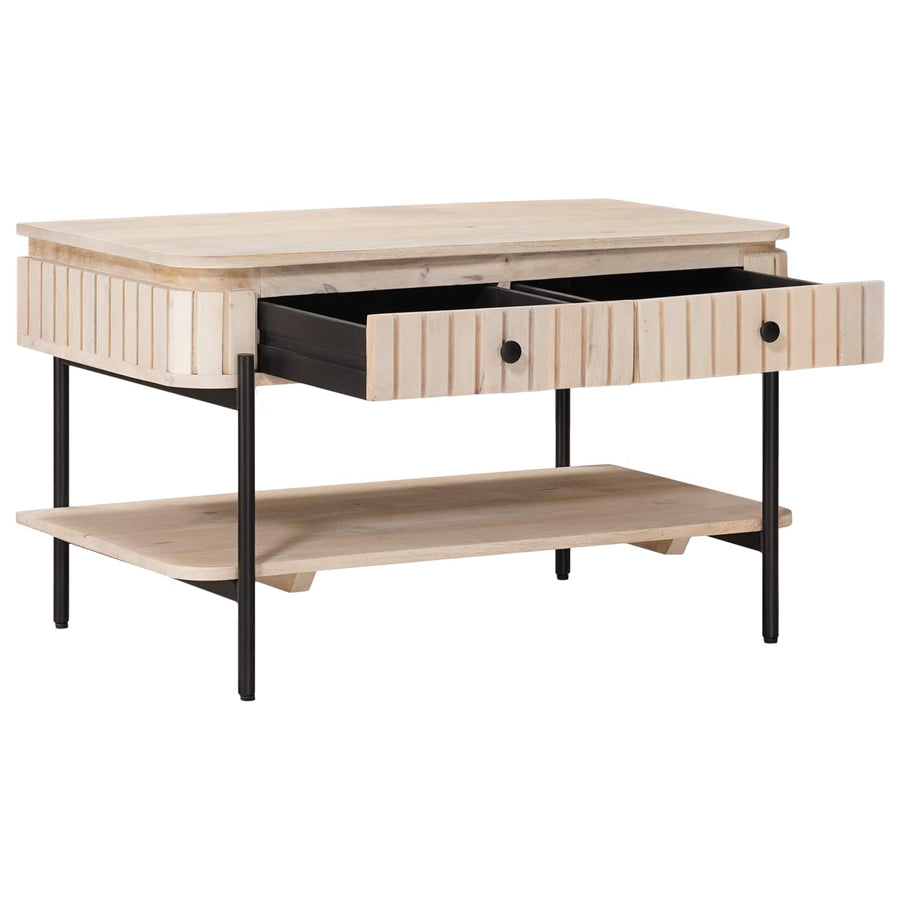Handgemaakte Koffietafel Wit 85 x 45 x 50 cm Massief Mango Hout