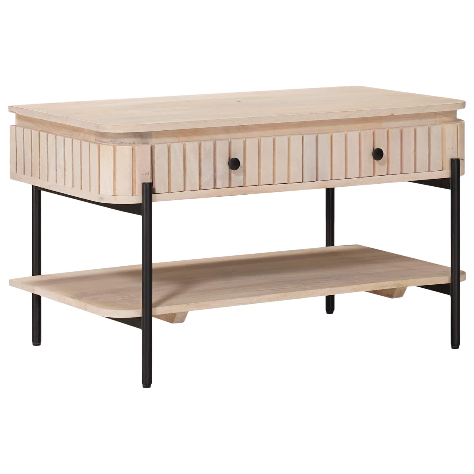 Handgemaakte Koffietafel Wit 85 x 45 x 50 cm Massief Mango Hout