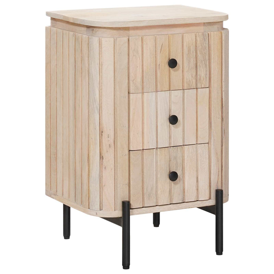 Handgemaakt nachtkastje Wit 40 x 30 x 60 cm Massief Mango Hout