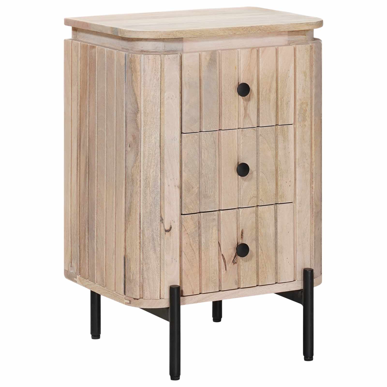 Handgemaakt nachtkastje Wit 40 x 30 x 60 cm Massief Mango Hout