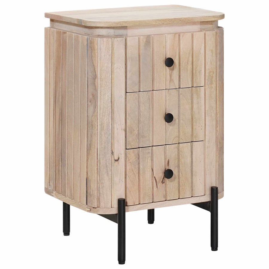 Handgemaakt nachtkastje Wit 40 x 30 x 60 cm Massief Mango Hout