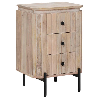 Handgemaakt nachtkastje Wit 40 x 30 x 60 cm Massief Mango Hout