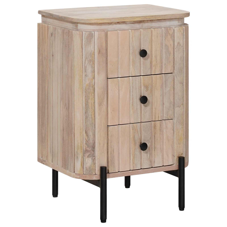 Handgemaakt nachtkastje Wit 40 x 30 x 60 cm Massief Mango Hout