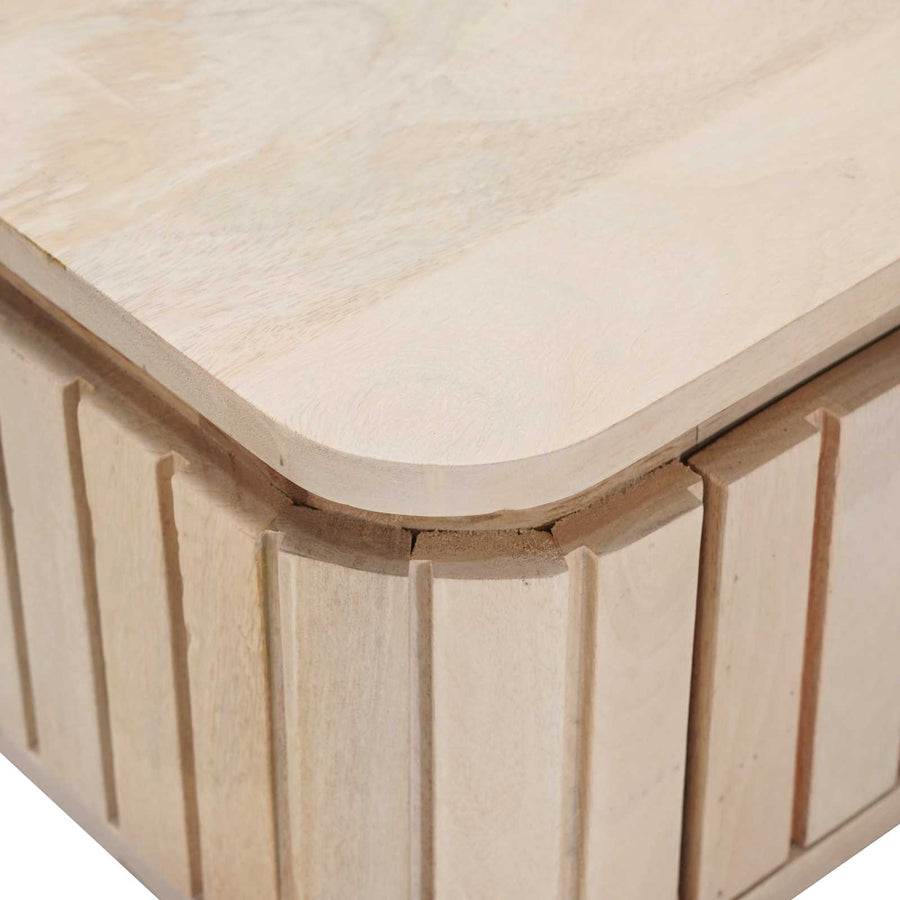 Handgemaakt nachtkastje Wit 40 x 30 x 20 cm Massief Mango Hout