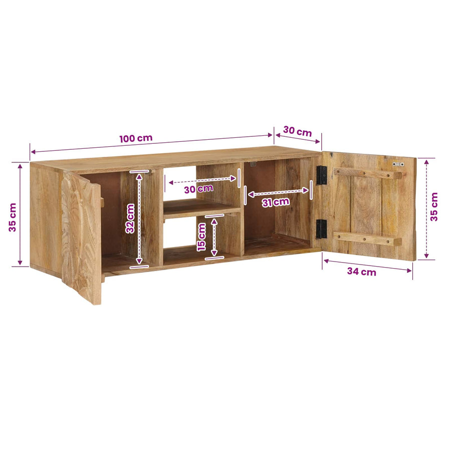 Wand tv-kast met plank met opslag met de deur 100 x 30 x 35 cm