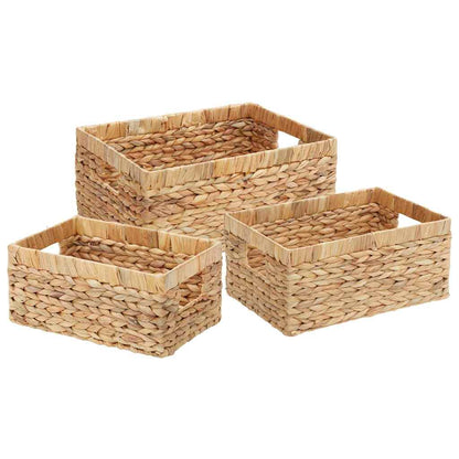 Opslagmanden 3 pcs Naturel 40 x 30 x 18 cm Waterhyacint
