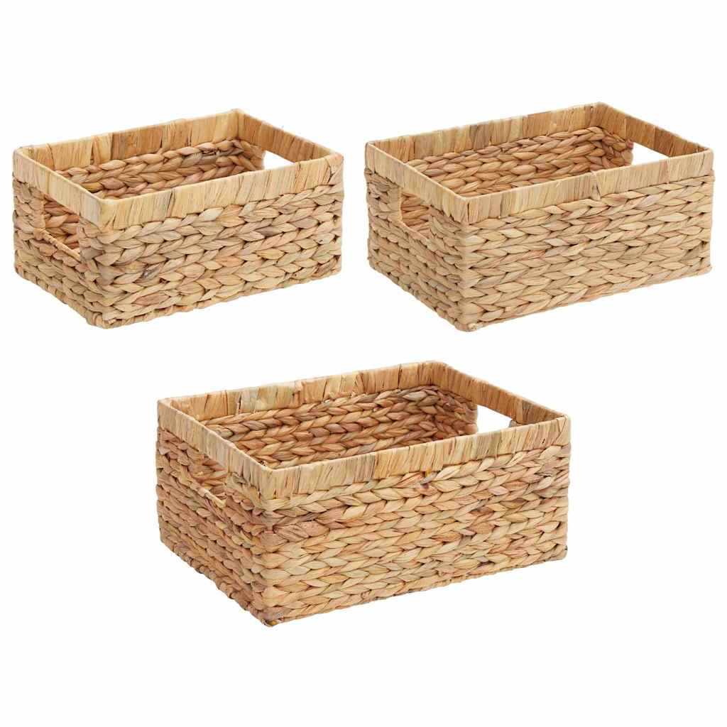 Opslagmanden 3 pcs Naturel 40 x 30 x 18 cm Waterhyacint