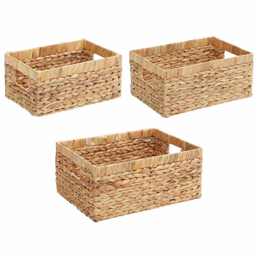 Opslagmanden 3 pcs Naturel 40 x 30 x 18 cm Waterhyacint