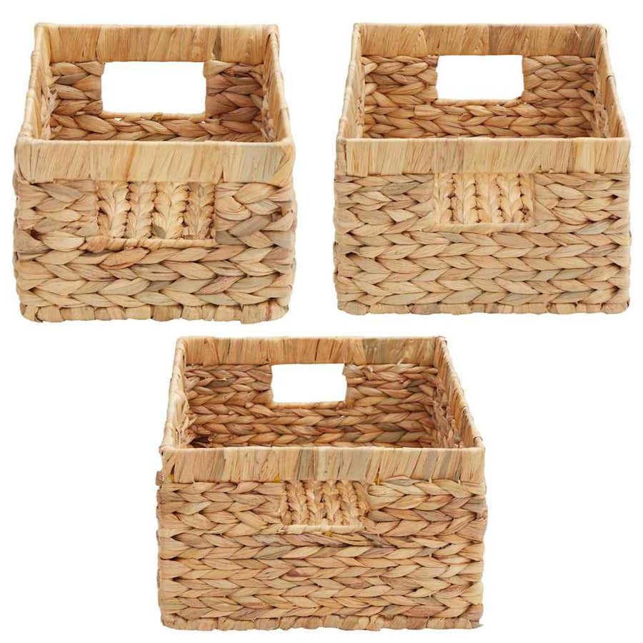 Opslagmanden 3 pcs Naturel 40 x 30 x 18 cm Waterhyacint