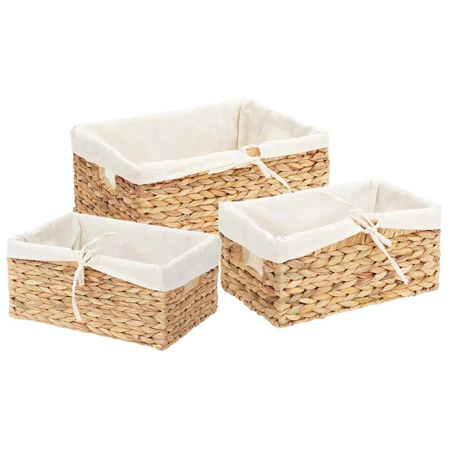 Opslagmanden 3 pcs Naturel 40 x 30 x 18 cm Waterhyacint