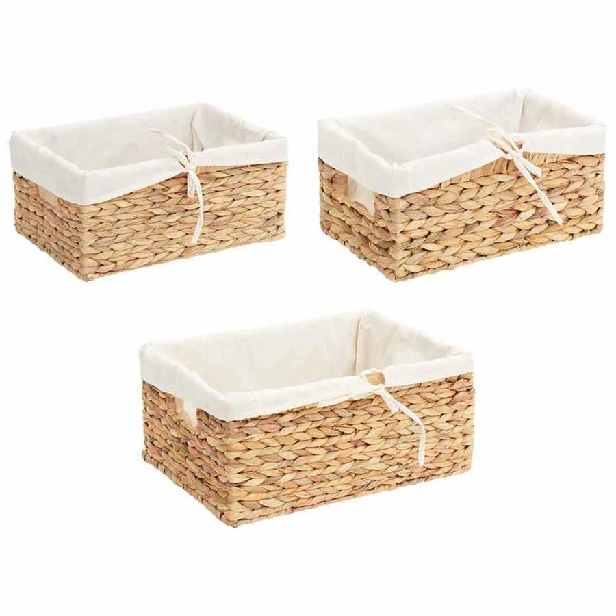 Opslagmanden 3 pcs Naturel 40 x 30 x 18 cm Waterhyacint