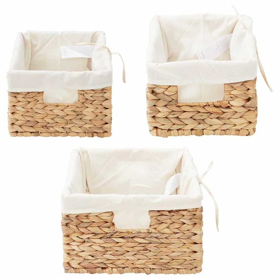 Opslagmanden 3 pcs Naturel 40 x 30 x 18 cm Waterhyacint