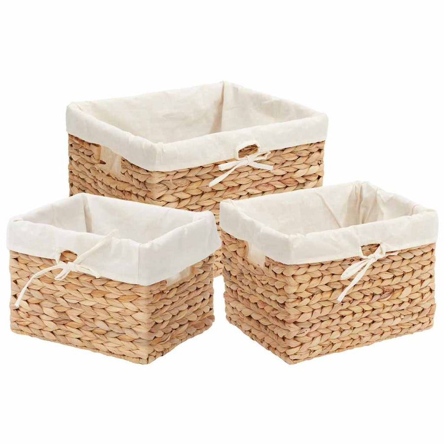 Opslagmanden 3 pcs Naturel 35 x 30 x 25 cm Waterhyacint