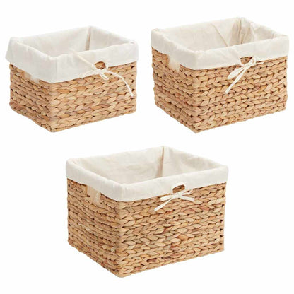 Opslagmanden 3 pcs Naturel 35 x 30 x 25 cm Waterhyacint