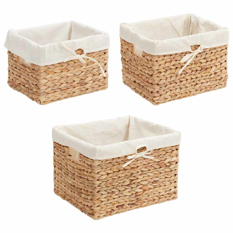 Opslagmanden 3 pcs Naturel 35 x 30 x 25 cm Waterhyacint