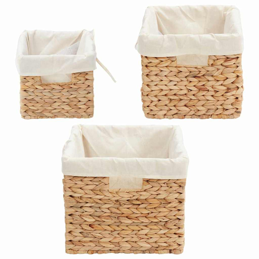 Opslagmanden 3 pcs Naturel 35 x 30 x 25 cm Waterhyacint