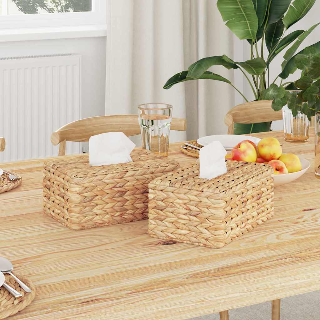 Tissueboxhoezen 2 pcs Waterhyacint 27.5 x 16.5 x 14 cm Naturel