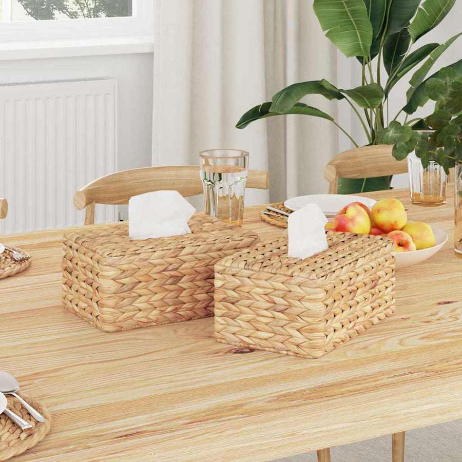 Tissueboxhoezen 2 pcs Waterhyacint 27.5 x 16.5 x 14 cm Naturel