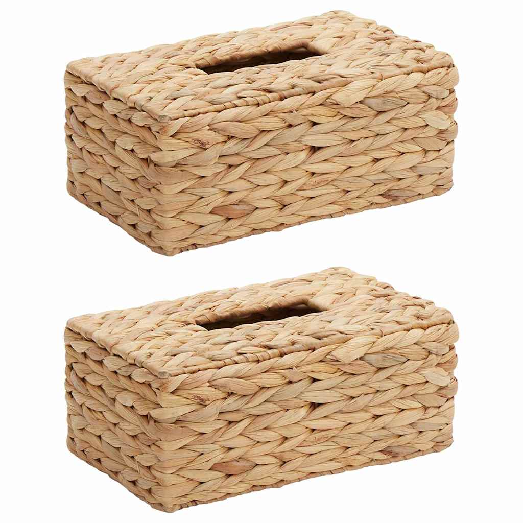 Tissueboxhoezen 2 pcs Waterhyacint 27.5 x 16.5 x 14 cm Naturel