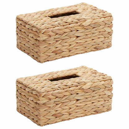 Tissueboxhoezen 2 pcs Waterhyacint 27.5 x 16.5 x 14 cm Naturel