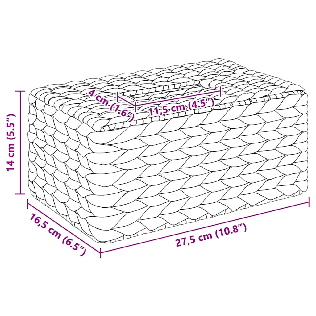 Tissueboxhoezen 2 pcs Waterhyacint 27.5 x 16.5 x 14 cm Naturel