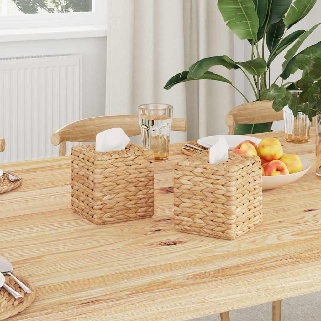Tissueboxhoezen 2 pcs Naturel 14,5 x 14,5 x 15 cm Waterhyacint