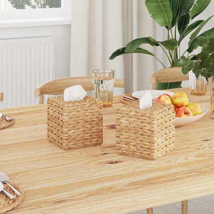 Tissueboxhoezen 2 pcs Naturel 14,5 x 14,5 x 15 cm Waterhyacint