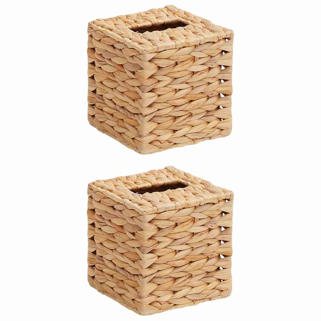 Tissueboxhoezen 2 pcs Naturel 14,5 x 14,5 x 15 cm Waterhyacint
