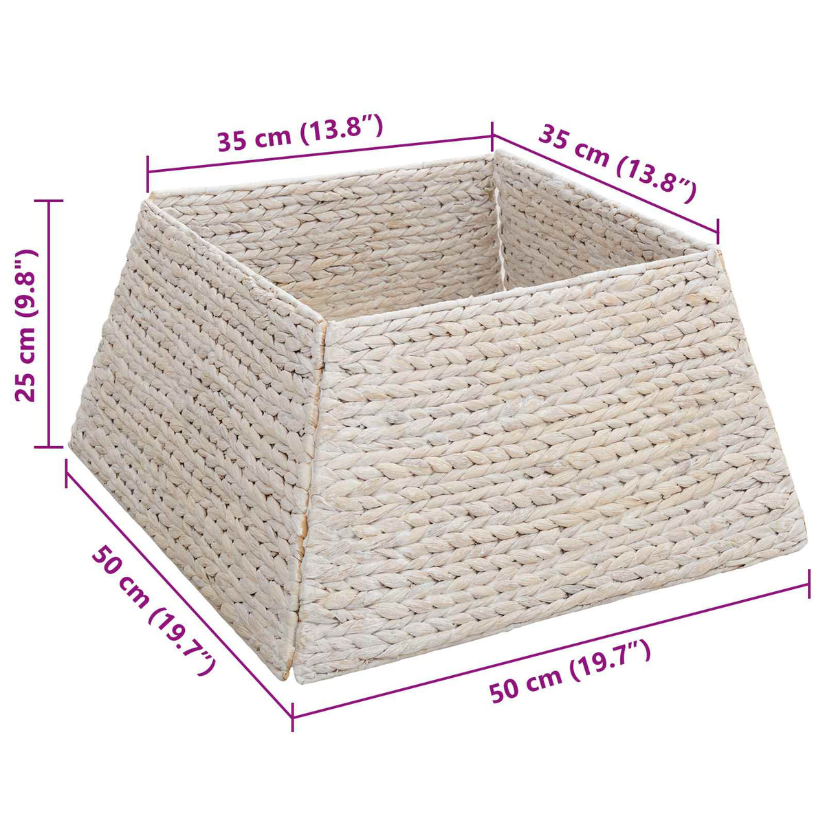 Kerstboomkraag Vierkant Wit 50 x 50 x 25 cm Waterhyacint