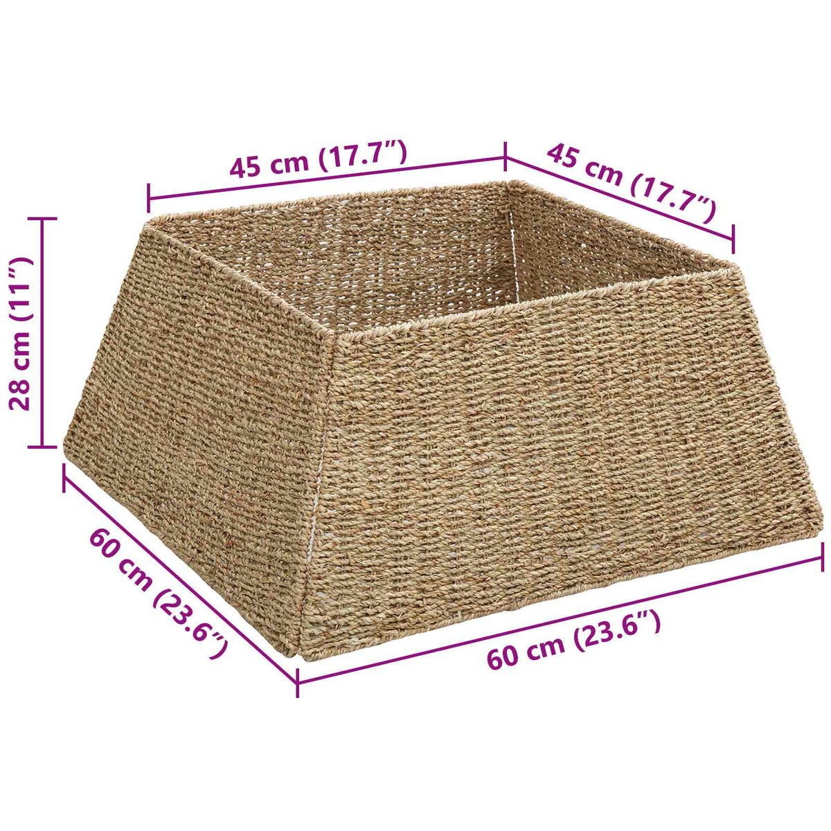 Kerstboomkraag Vierkant Bruin 60 x 60 x 28 cm Zeegras