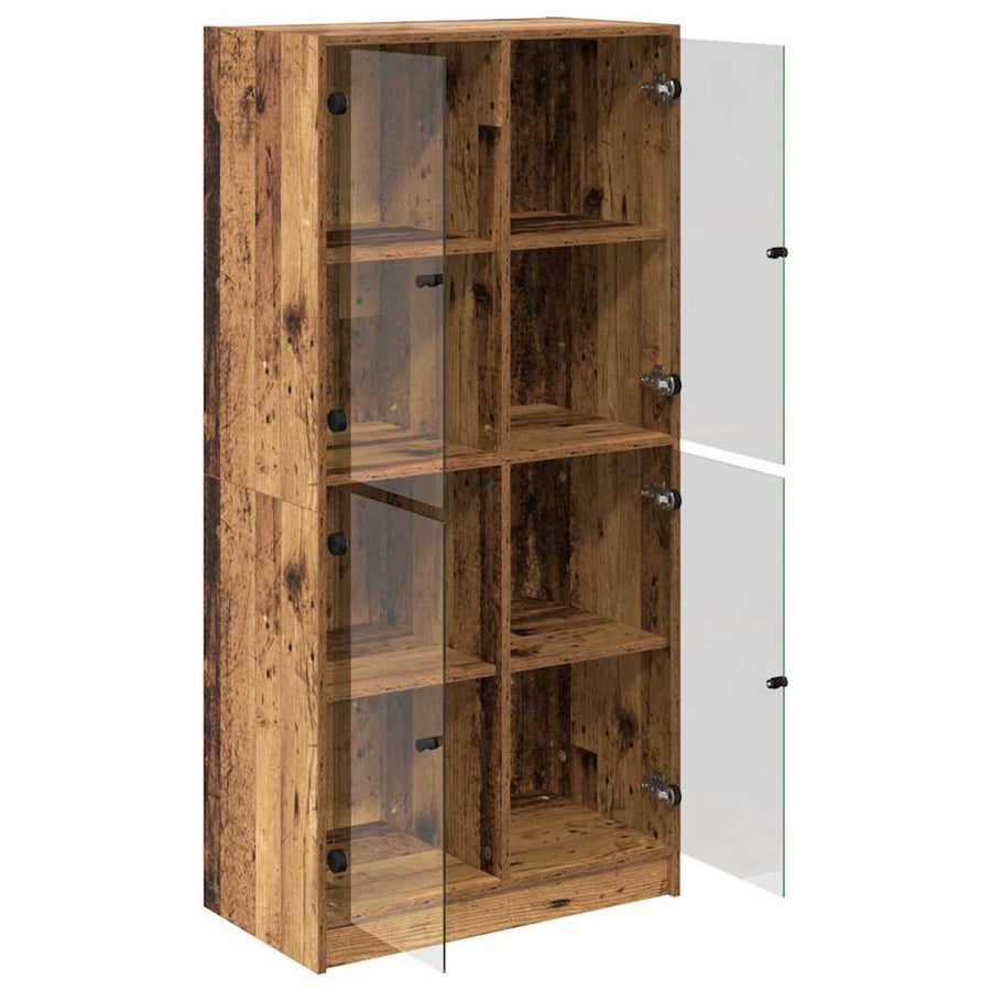 Highboard Oud Hout 68 x 37 x 142 cm Bewerkt hout