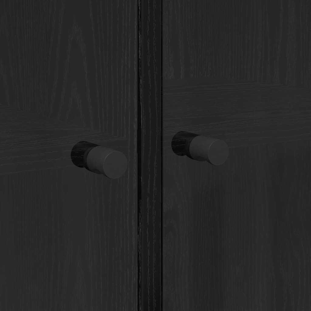 Highboard Zwart Eiken 68 x 37 x 142 cm Bewerkt hout