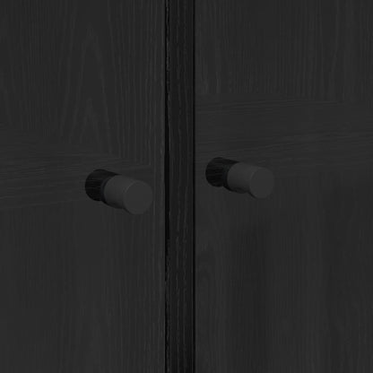 Highboard Zwart Eiken 68 x 37 x 142 cm Bewerkt hout