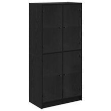 Highboard Zwart Eiken 68 x 37 x 142 cm Bewerkt hout