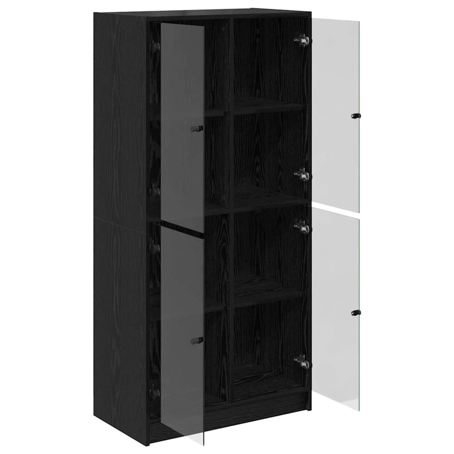 Highboard Zwart Eiken 68 x 37 x 142 cm Bewerkt hout